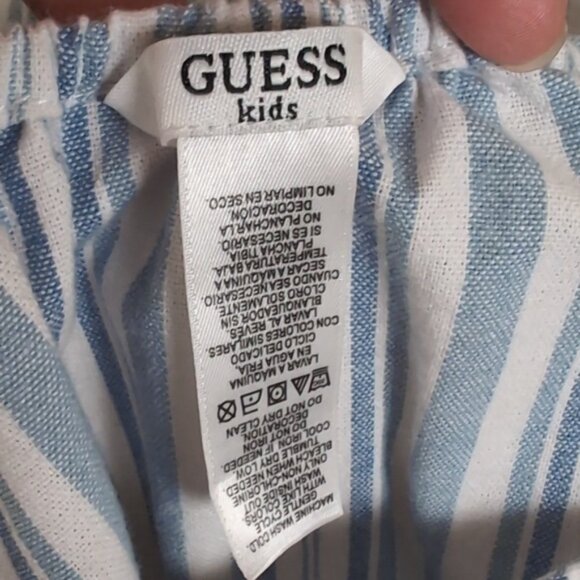 Guess Tie Front Striped Dress Rhinestone Logo Jewel Buttoned Spring Summer - Picture 10 of 11